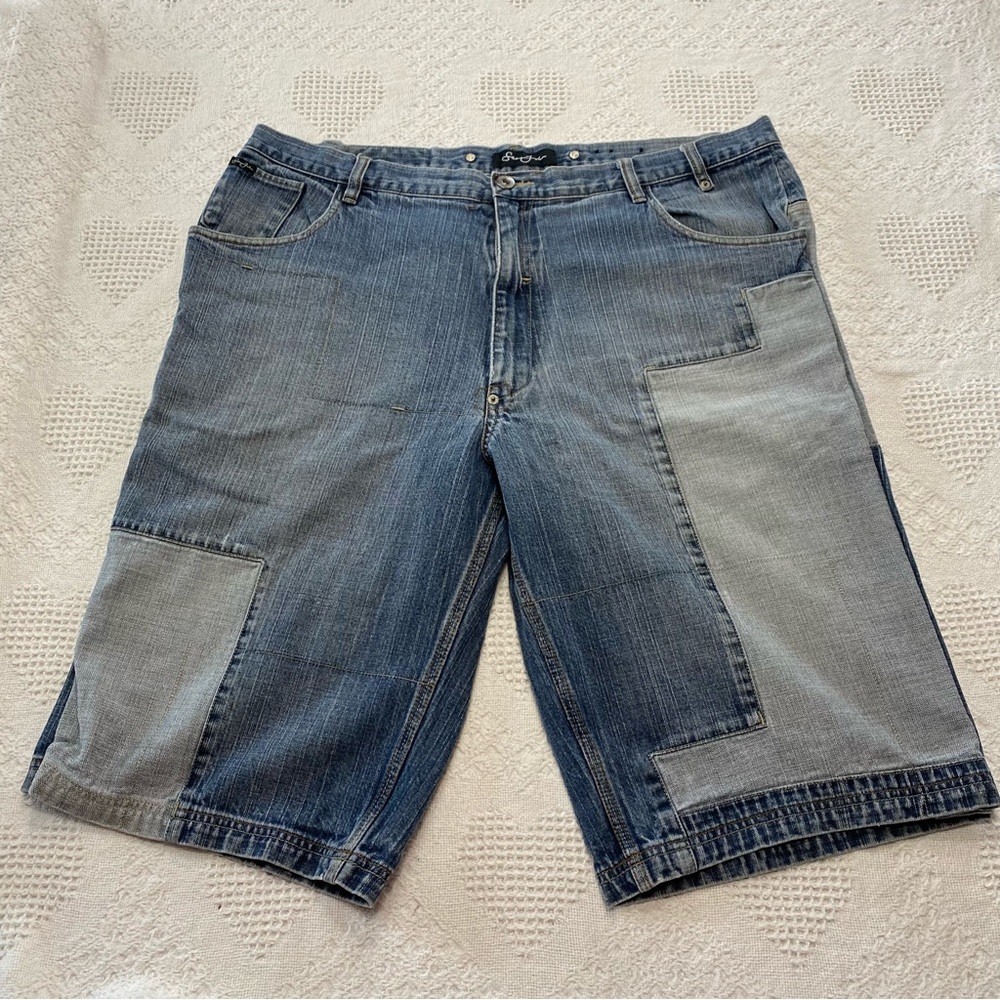 Sean John Patchwork Jean Shorts (40)